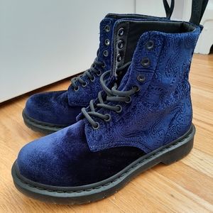 Dr Martens Blue Velvet Boots women's 7